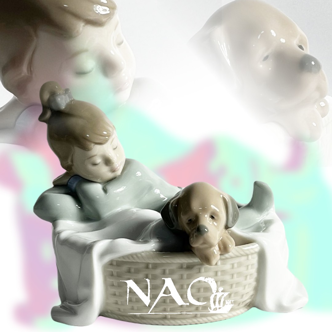 陶器人形 少女と子犬 フィギュリン LLADRO リヤドロ NAO ナオ